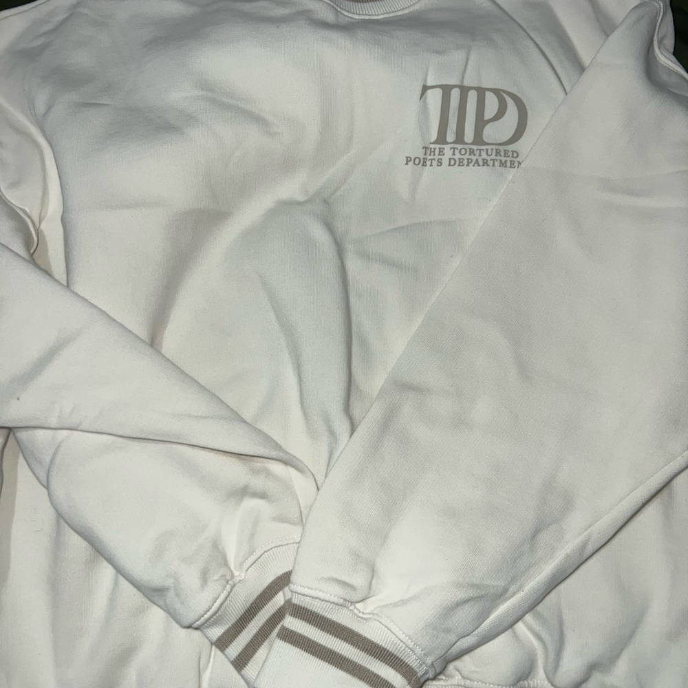 Tortured Poets Department cream Crewneck Sweater AUTHENTIC Taylor Swift merch